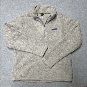 Patagonia Fleece Pullover Womens XL Light Gray Los‎ Gatos 1/4 Zip Sherpa Fuzzy
